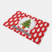 Christmas Tree on Red Pines Pattern - Merry Xmas Deurmat (Schuin)