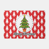 Christmas Tree on Red Pines Pattern - Merry Xmas Deurmat (Voorkant)