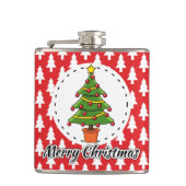 Christmas Tree on Red Pines Pattern - Merry Xmas Heupfles (Voorkant)