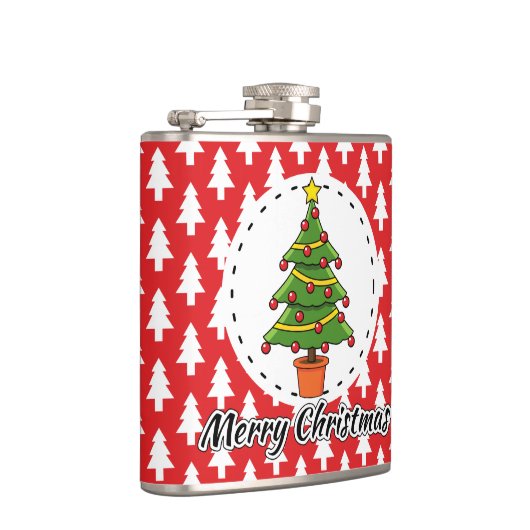 Christmas Tree on Red Pines Pattern - Merry Xmas Heupfles (Rechts)