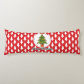 Christmas Tree on Red Pines Pattern - Merry Xmas Lichaamskussen (Voorkant)