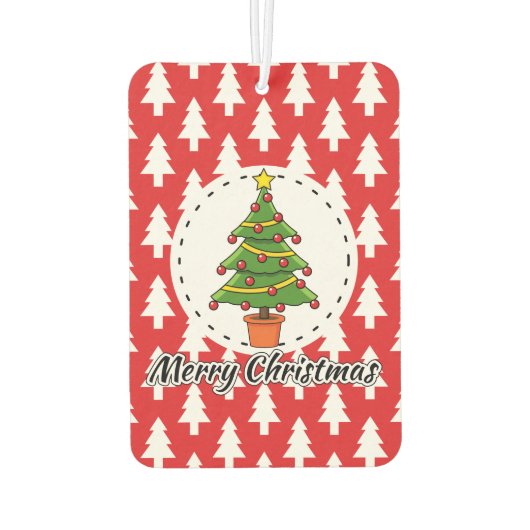 Christmas Tree on Red Pines Pattern - Merry Xmas Luchtverfrisser (Achterkant)