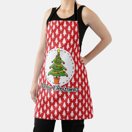 Christmas Tree on Red Pines Pattern - Merry Xmas Schort (Insitu)