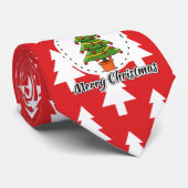 Christmas Tree on Red Pines Pattern - Merry Xmas Stropdas (Opgerold)