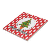 Christmas Tree on Red Pines Pattern - Merry Xmas Tegeltje (Zijkant)