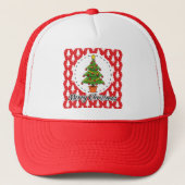 Christmas Tree on Red Pines Pattern - Merry Xmas Trucker Pet (Voorkant)