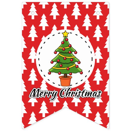 Christmas Tree on Red Pines Pattern - Merry Xmas Vlaggetjes (Derde vlag)