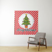 Christmas Tree on Red Pines Pattern - Merry Xmas Wandkleed (In situ)