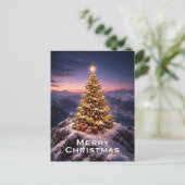 Christmas tree on top of a mountain custom feestdagenkaart (Staand voorkant)