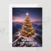 Christmas tree on top of a mountain custom feestdagenkaart (Voorkant / Achterkant)