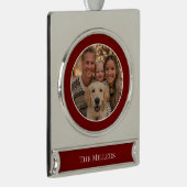 Christmas Tree Ornament Add Your Photo and Text Verzilverd Banner Ornament (Rechts)