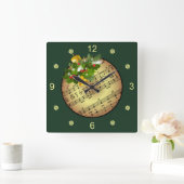 Christmas Tree Ornament ~ Bell & Mistletoe ~ Vierkante Klok (Huis)