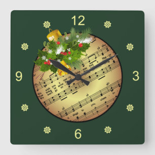 Christmas Tree Ornament ~ Bell & Mistletoe ~ Vierkante Klok