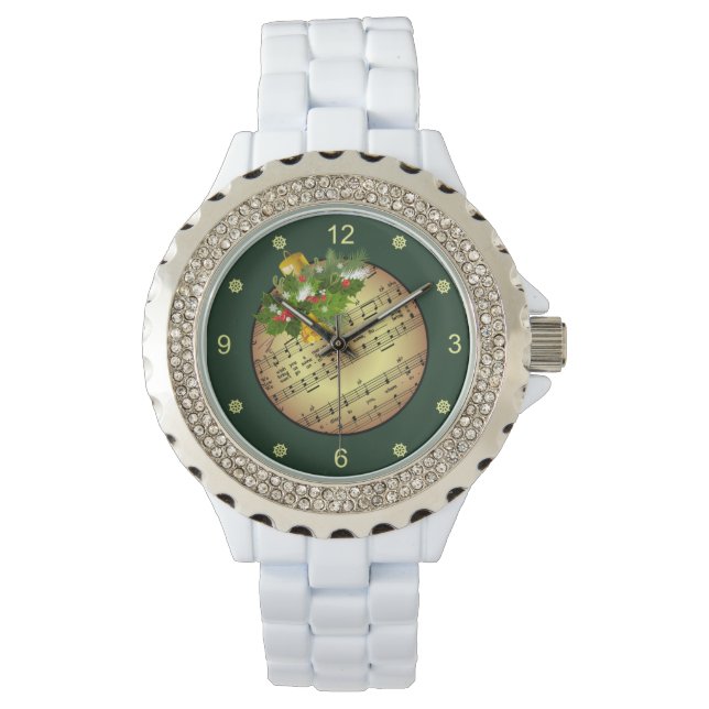 Christmas Tree Ornament ~ Bell & Mistletoe ~    Wa Horloge (Voorkant)