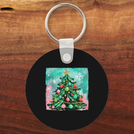 Christmas Tree Ornaments Holiday Xmas Lights Men W Sleutelhanger (Voorkant)