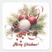Christmas Tree Ornaments Pine Cones Vierkante Sticker (Voorkant)