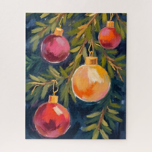 Christmas Tree Ornaments Watercolor Legpuzzel (Verticaal)