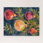 Christmas Tree Ornaments Watercolor Legpuzzel (Horizontaal)
