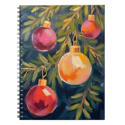 Christmas Tree Ornaments Watercolor Notitieboek (Voorkant)