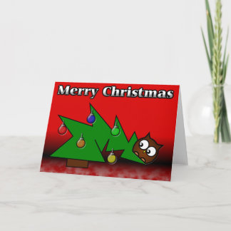 Christmas Tree Owl Kaart