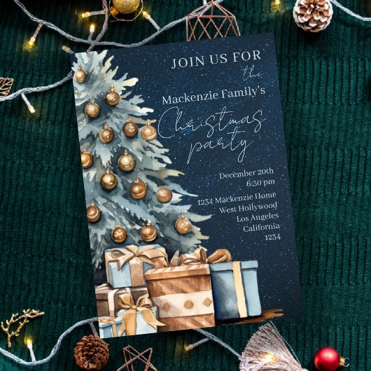 Christmas Tree Party Personalized Invitation Feestdagenkaart