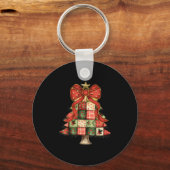 Christmas Tree Patchwork Coquette Bow Xmas Pajamas Sleutelhanger (Voorkant)