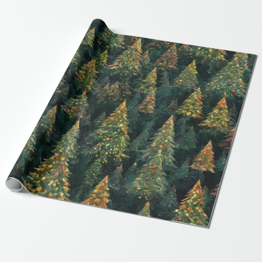 Christmas Tree Patchwork Design Cadeaupapier (Uitgerold)