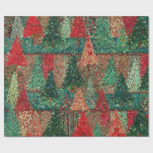 Christmas Tree Patchwork Design Cadeaupapier (Vlak)