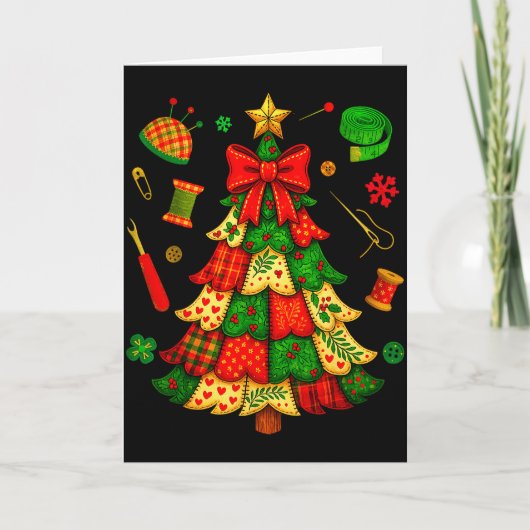 Christmas Tree Patchwork Quilting Quilter Sewing L Kaart (Voorkant)