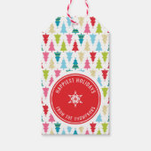 CHRISTMAS TREE PATTERN feestelijk modern minimaal  Cadeaulabel (Voorkant)