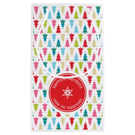 CHRISTMAS TREE PATTERN feestelijk modern minimaal  Klein Cadeauzakje (Achterkant)