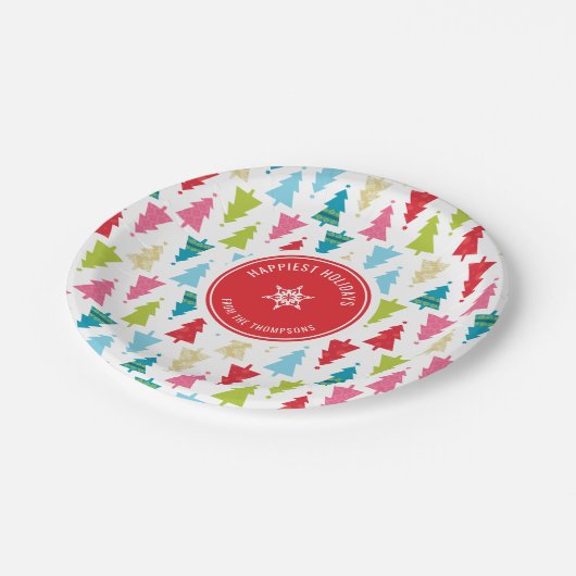 CHRISTMAS TREE PATTERN feestelijk modern minimaal Papieren Bordje (Gekanteld)