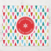 CHRISTMAS TREE PATTERN feestelijk modern minimaal Sparkling Wijnetiket (Enkel label)