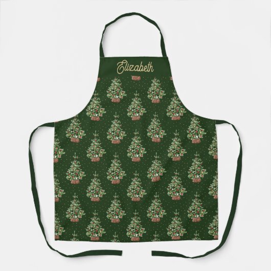 Christmas Tree Pattern Gepersonaliseerd Schort (Voorkant)