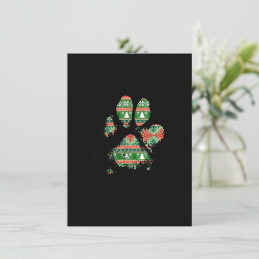 Christmas Tree Pattern Knit Muddy Messy Dog Paw Pr Kaart (Staand voorkant)