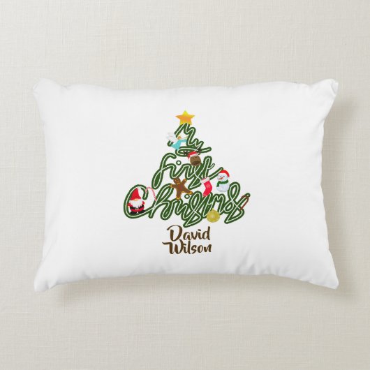 Christmas Tree Pattern My First Christmas Tree  Accent Kussen (Voorkant)