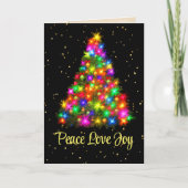 Christmas Tree Peace Love Joy Script Tekst Kleurri Feestdagen Kaart (Voorkant)