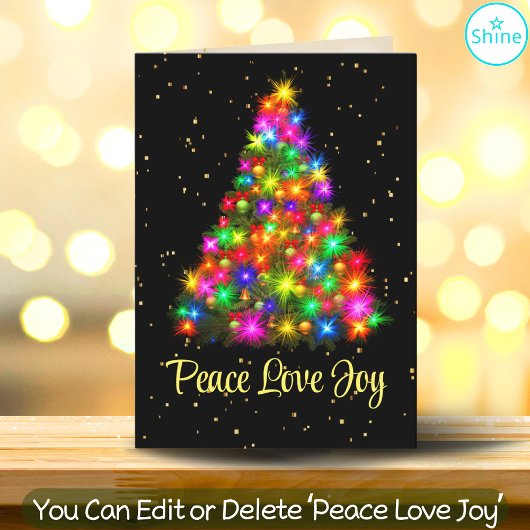 Christmas Tree Peace Love Joy Script Tekst Kleurri Feestdagen Kaart