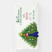 Christmas Tree Peacock Family Holiday Gathering  Spandoek (Verticaal)