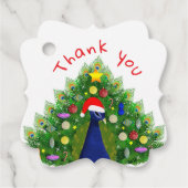Christmas Tree Peacock Thank You Card  Bedankjes Labels (Voorkant)
