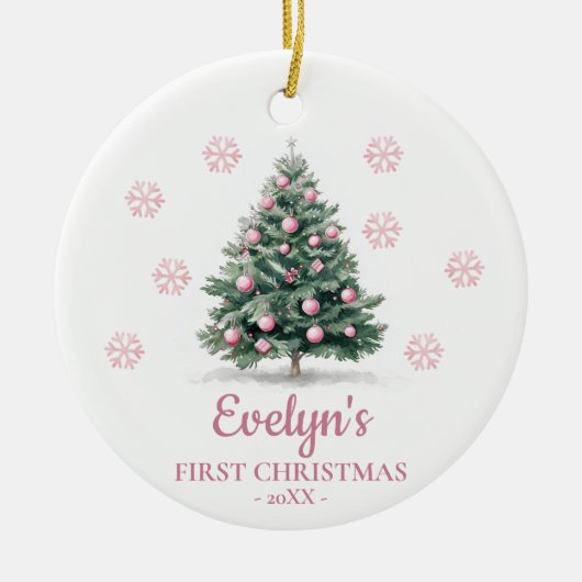 Christmas Tree Personalized Girl's First Christmas Keramisch Ornament (Voorkant)