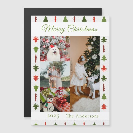 Christmas Tree Photo Collage Magnetic Card (Voorkant / Achterkant)