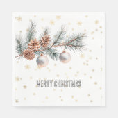 Christmas Tree Pine Cones Ornaments Gold Snowflake Servet (Voorkant)