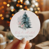 Christmas tree Pink Baby its cold outside Ronde Sticker