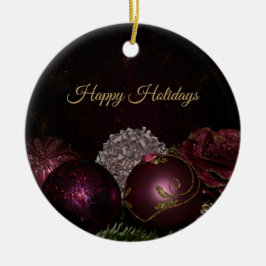 Christmas Tree Pink Green Leaves Black Elegant Keramisch Ornament
