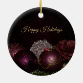 Christmas Tree Pink Green Leaves Black Elegant Keramisch Ornament (Achterkant)