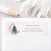 Christmas Tree Pink Silver Return Address Etiket (Insitu)