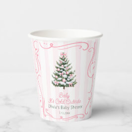 Christmas Tree Pink Winter Baby Shower Papieren Bekers