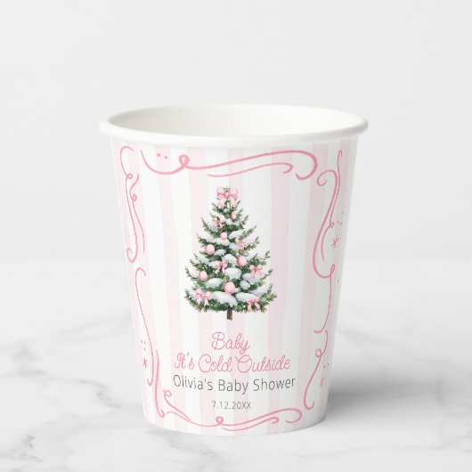 Christmas Tree Pink Winter Baby Shower Papieren Bekers (Voorkant)