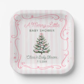 Christmas Tree Pink Winter Baby Shower Papieren Bordje (Voorkant)